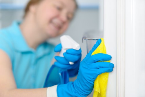 Technician performing professional carpet stain removal