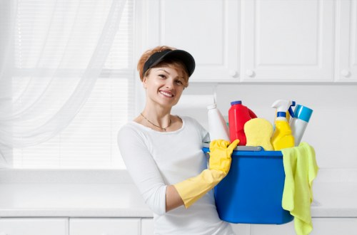 Deep cleaning kitchen surfaces before moving in
