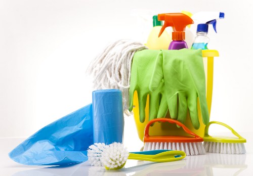 After builders cleaning in a modern home interior