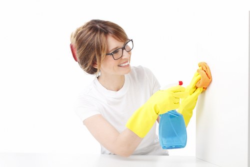Commercial office cleaning team maintaining a business interior