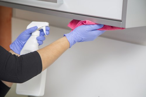 Deep cleaning supplies used for short-term rental turnover